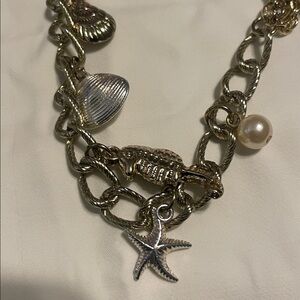 Gold and Silver Seashell Charm Necklace